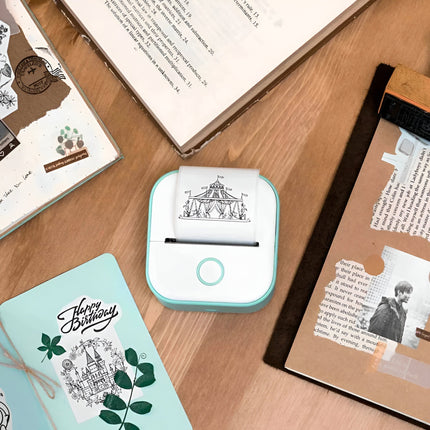 Portable Mini Bluetooth Printer | Print Photos, Labels & Memos On-the-Go | Ink-Free Technology | Sticky Backing | Mobile Integration with iOS & Android | Compact & Rechargeable | Easy Printing from Smartphone