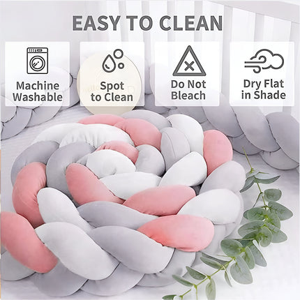 Soft Plush Braided Bed Bumper | Cozy Handcrafted Nursery Accessory | 2M/3M/4M Lengths | Skin-Friendly | Versatile Use | Easy Clean | Perfect for Baby Rooms