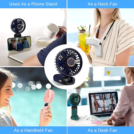 Rechargeable Handheld Fan | 5-Speed Mini Cooling Device | 90° Adjustable Head | Dual 5000mAh Battery | LED Display | Low Noise | Portable Pocket Size | Type-C Fast Charging | Stylish Design | Multi-use