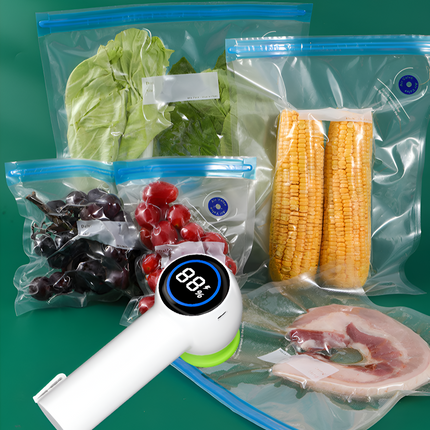 Portable Food Vacuum Sealer | Handheld Design | USB Rechargeable | Prolong Freshness | Protects Against Humidity | Prevents Freezer Burn | ABS Plastic & Silicone | Compact for Travel | Strong Suction Power
