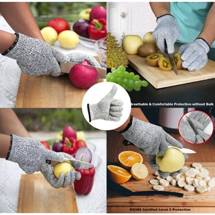 Stainless Steel Safety Gloves | EN388 Level 5 Cut Resistance | Durable Anti-Cut | Comfortable Fit | Ideal for Kitchen & Carpentry | Lightweight & Machine Washable | Food Safe | Superior Grip for Precision