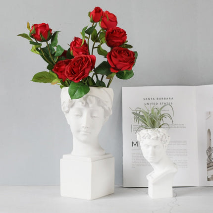 Roman Head Planter Sculptures | Resin Decorative Statue | Ancient Design Pottery | Unique Home & Office Decor | Greco-Roman Themed Flower Pot | 6 Design Options | Plant Vessels | Figurine Ornaments