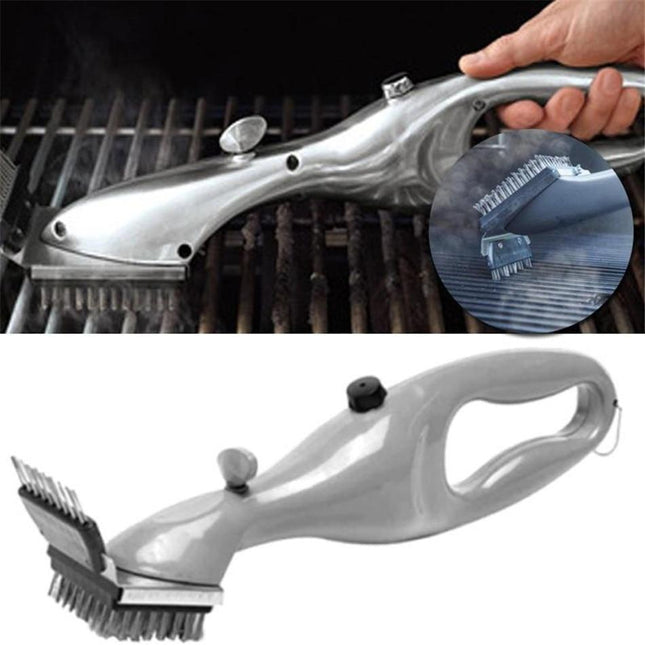 BBQ Steam Cleaning Brush | Effortlessly Clean & Sterilize | Grill Tool | 18" Silver | Dishwasher Safe | Ergonomic Grip | Durable Design | For All Grills | No Chemicals | Easy to Use | Clean Naturally