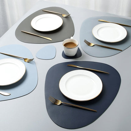 Elegant Polyurethane Leather Placemats & Coasters Set | Heat Resistant Table Decor | Assorted Colors | Includes 1 Placemats 37x43cm & 1 Coaster 11x13cm | Versatile Stylish Dining Accessories