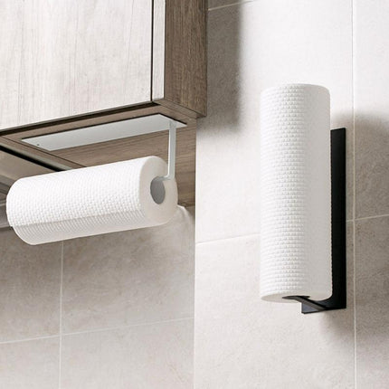 Wall-Mounted Iron Towel Holder | Space-Saving Kitchen & Bathroom Storage | Durable Adhesive Installation | Black or White | 22x7x6cm | Versatile Use for Towels, Bags & More