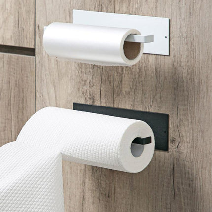 Wall-Mounted Iron Towel Holder | Space-Saving Kitchen & Bathroom Storage | Durable Adhesive Installation | Black or White | 22x7x6cm | Versatile Use for Towels, Bags & More