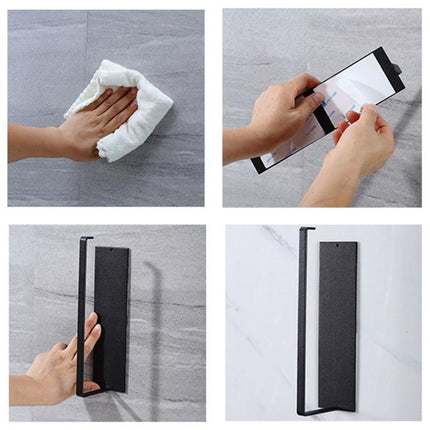 Wall-Mounted Iron Towel Holder | Space-Saving Kitchen & Bathroom Storage | Durable Adhesive Installation | Black or White | 22x7x6cm | Versatile Use for Towels, Bags & More