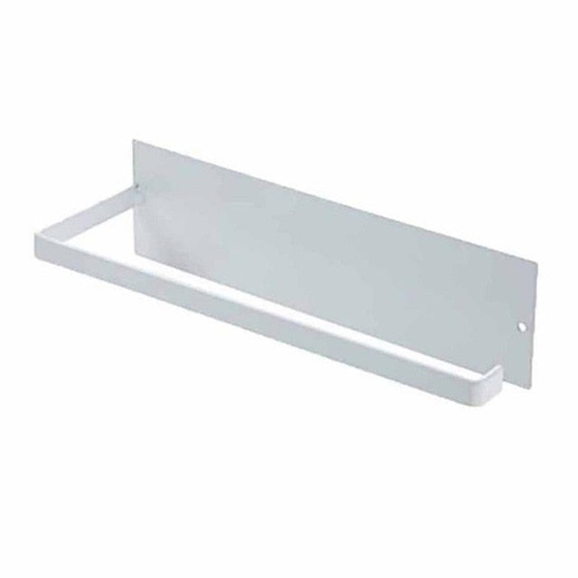 Wall-Mounted Iron Towel Holder | Space-Saving Kitchen & Bathroom Storage | Durable Adhesive Installation | Black or White | 22x7x6cm | Versatile Use for Towels, Bags & More