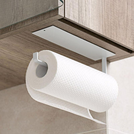 Wall-Mounted Iron Towel Holder | Space-Saving Kitchen & Bathroom Storage | Durable Adhesive Installation | Black or White | 22x7x6cm | Versatile Use for Towels, Bags & More