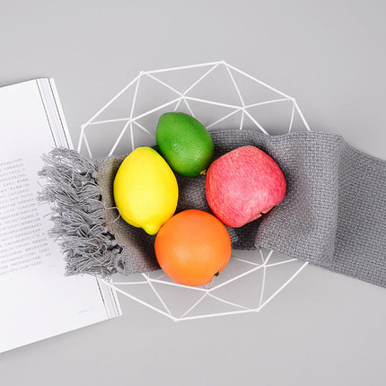 Geometric Design Fruit Basket | Wrought Iron | Three Color Options | Table Decoration | 26 x 27 x 8 cm