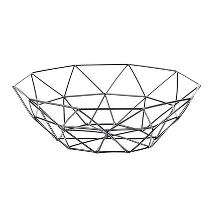 Geometric Design Fruit Basket | Wrought Iron | Three Color Options | Table Decoration | 26 x 27 x 8 cm