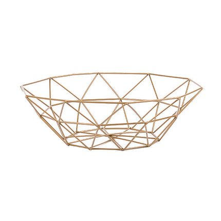 Geometric Design Fruit Basket | Wrought Iron | Three Color Options | Table Decoration | 26 x 27 x 8 cm