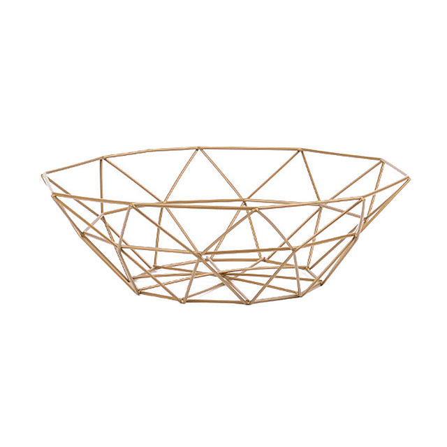 Geometric Design Fruit Basket | Wrought Iron | Three Color Options | Table Decoration | 26 x 27 x 8 cm