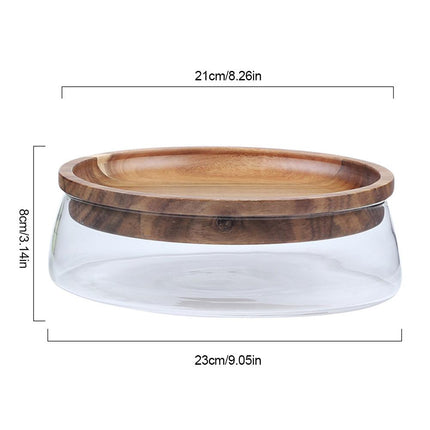 Rounded Glass Jar | Acacia Wood Lid | Food Storage Container | 2350mL | Elegant Dining Accent | Ideal for Nuts, Candy, Dried Fruit | Versatile Serving Tray | Kitchen Organizer