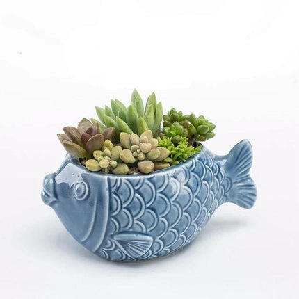 Ceramic Glazed Ocean-Inspired Planters | Coastal Vibe Decorative Pots | Ocean Blue & Teal Options | Various Sizes Available
