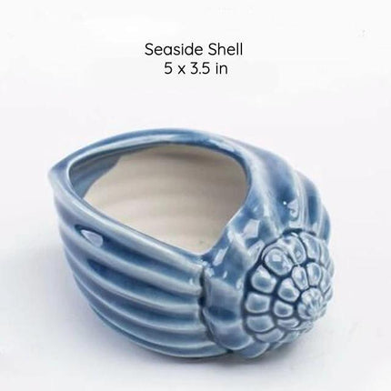 Ceramic Glazed Ocean-Inspired Planters | Coastal Vibe Decorative Pots | Ocean Blue & Teal Options | Various Sizes Available
