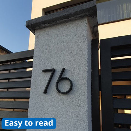 Floating Zinc Alloy Numbers | Black | Modern Home Wall Art | Stylish Decor Sculpture | Easy Installation | 125mm Height | Width 25-82mm | Home Interior Accents