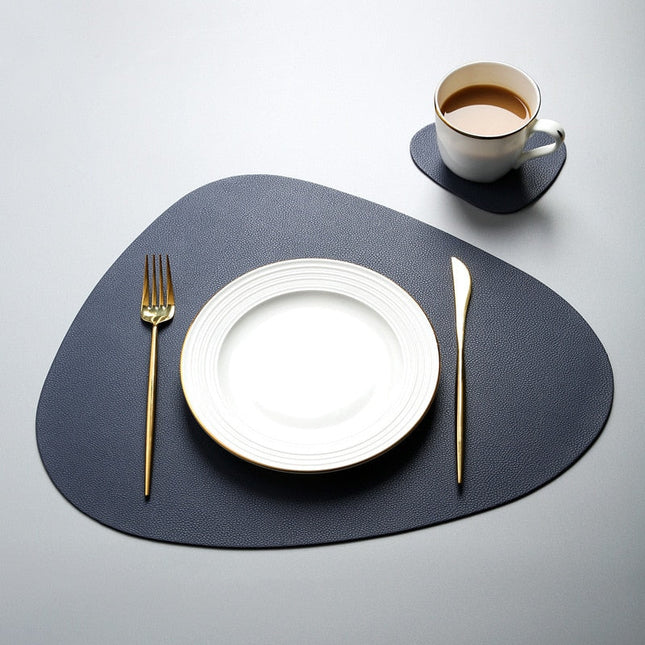 Elegant Polyurethane Leather Placemats & Coasters Set | Heat Resistant Table Decor | Assorted Colors | Includes 1 Placemats 37x43cm & 1 Coaster 11x13cm | Versatile Stylish Dining Accessories