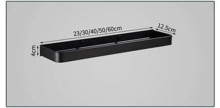 Aluminium Wall-Mounted Black Shelf | Bathroom & Living Room Storage | Grated Drainage Design | Stylish Display | 12.5cm Width | 4cm Depth | Durable & Sleek