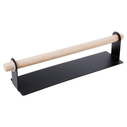 Adhesive Paper Towel Holder | Iron & Wood Design | Detachable Rod | Rust-Resistant | Easy Installation | For Kitchen, Bathroom, Laundry | Mounts on Smooth Surfaces | Size 25.5 x 6 x 6cm