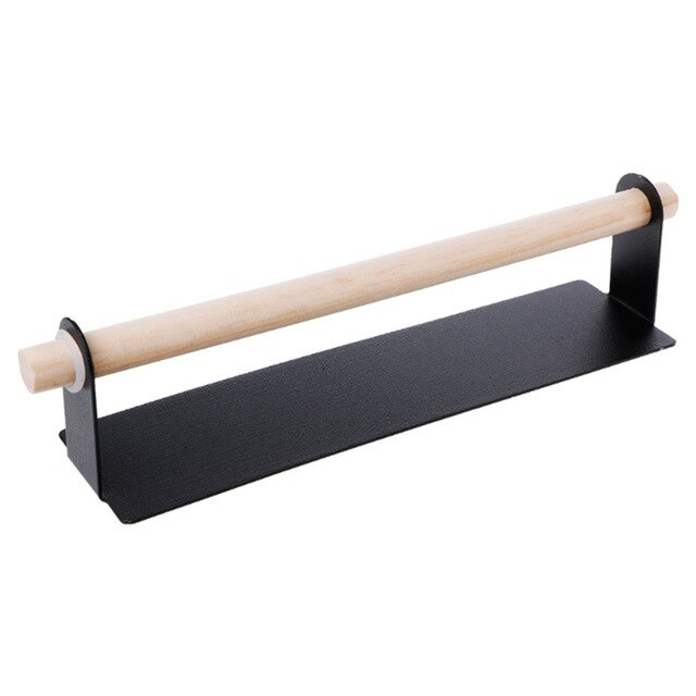 Adhesive Paper Towel Holder | Iron & Wood Design | Detachable Rod | Rust-Resistant | Easy Installation | For Kitchen, Bathroom, Laundry | Mounts on Smooth Surfaces | Size 25.5 x 6 x 6cm