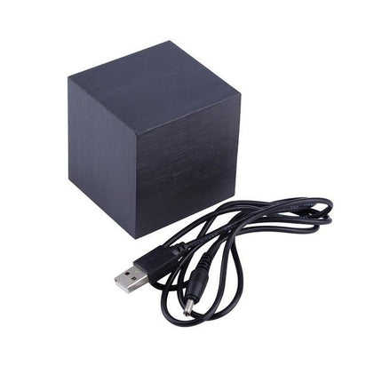 LED Cube Alarm Clock | Snooze Function | Temperature Display | 3 Display Modes | LED Light Screen | Compact Size | USB or Battery Powered | Faux Wood-Grain Finish | 4 Color Options | 6cm Dimensions