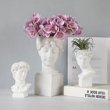 Roman Head Planter Sculptures | Resin Decorative Statue | Ancient Design Pottery | Unique Home & Office Decor | Greco-Roman Themed Flower Pot | 6 Design Options | Plant Vessels | Figurine Ornaments
