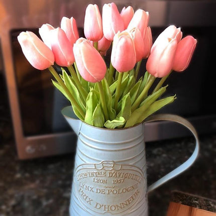 10-Piece Lifelike Faux Tulips | High-Quality PU | 16-Inch Long | Variety of Colors | Customizable Bouquet | Home Decor Accent | Vibrant and Fresh-Looking | Suitable for Tables, Shelves, Desks | 3.5cm Diameter