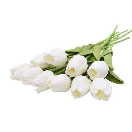 10-Piece Lifelike Faux Tulips | High-Quality PU | 16-Inch Long | Variety of Colors | Customizable Bouquet | Home Decor Accent | Vibrant and Fresh-Looking | Suitable for Tables, Shelves, Desks | 3.5cm Diameter