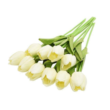 10-Piece Lifelike Faux Tulips | High-Quality PU | 16-Inch Long | Variety of Colors | Customizable Bouquet | Home Decor Accent | Vibrant and Fresh-Looking | Suitable for Tables, Shelves, Desks | 3.5cm Diameter