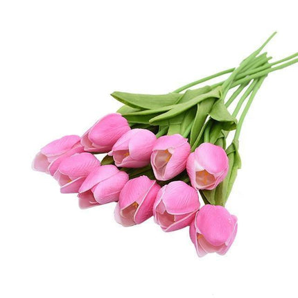 10-Piece Lifelike Faux Tulips | High-Quality PU | 16-Inch Long | Variety of Colors | Customizable Bouquet | Home Decor Accent | Vibrant and Fresh-Looking | Suitable for Tables, Shelves, Desks | 3.5cm Diameter