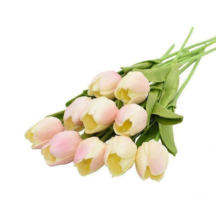 10-Piece Lifelike Faux Tulips | High-Quality PU | 16-Inch Long | Variety of Colors | Customizable Bouquet | Home Decor Accent | Vibrant and Fresh-Looking | Suitable for Tables, Shelves, Desks | 3.5cm Diameter