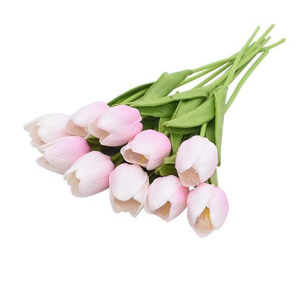 10-Piece Lifelike Faux Tulips | High-Quality PU | 16-Inch Long | Variety of Colors | Customizable Bouquet | Home Decor Accent | Vibrant and Fresh-Looking | Suitable for Tables, Shelves, Desks | 3.5cm Diameter