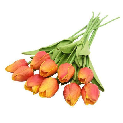 10-Piece Lifelike Faux Tulips | High-Quality PU | 16-Inch Long | Variety of Colors | Customizable Bouquet | Home Decor Accent | Vibrant and Fresh-Looking | Suitable for Tables, Shelves, Desks | 3.5cm Diameter