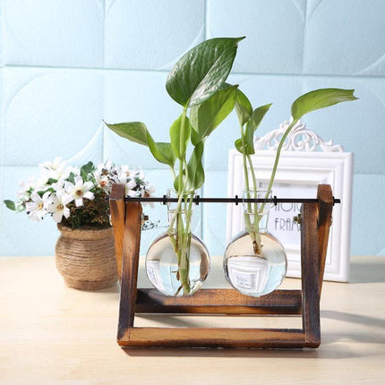 Handcrafted Glass Propagation Station | A-Frame Wooden Stand | Transparent Terrarium for Plant Roots Observation | Decorative Vase for Windowsills & Events | Easy Assembly | Perfect Gift for Plant Lovers