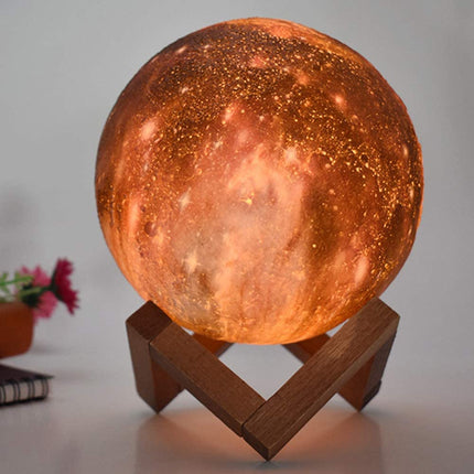 Galaxy Mood Night Light | USB Rechargeable Lamp with 16 Colours | Touch Dimmable with Remote | Wooden Frame | Up to 15 Hours of Light