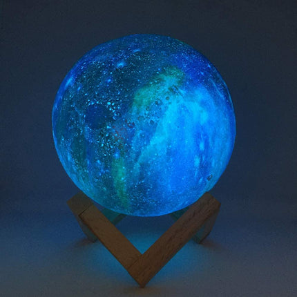 Galaxy Mood Night Light | USB Rechargeable Lamp with 16 Colours | Touch Dimmable with Remote | Wooden Frame | Up to 15 Hours of Light