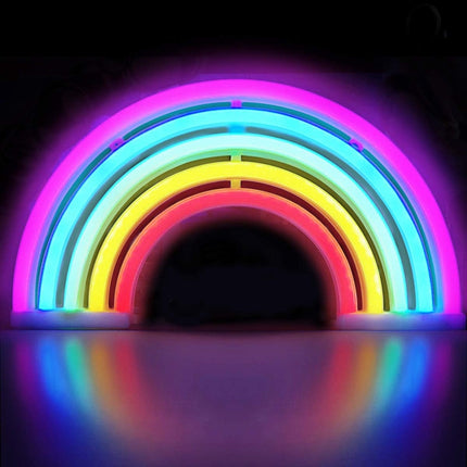 Rainbow Neon Light | Free Standing Design | Battery or USB Powered | Home or Office Decor | 30*16*2 CM | Multicolored Decorative Lamp