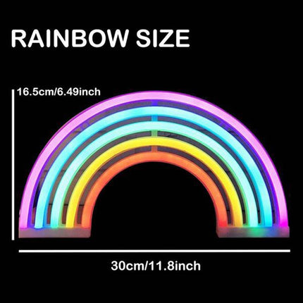 Rainbow Neon Light | Free Standing Design | Battery or USB Powered | Home or Office Decor | 30*16*2 CM | Multicolored Decorative Lamp