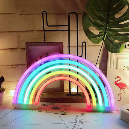 Rainbow Neon Light | Free Standing Design | Battery or USB Powered | Home or Office Decor | 30*16*2 CM | Multicolored Decorative Lamp