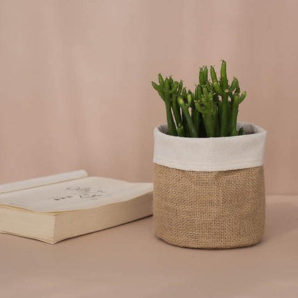 Boho-Inspired Cloth Planter Basket | Rustic Waterproof Muslin | Adjustable Rim Height | Protective PE Lining | Easy to Clean | Versatile for Plants or Storage | Small, Medium, Large Options