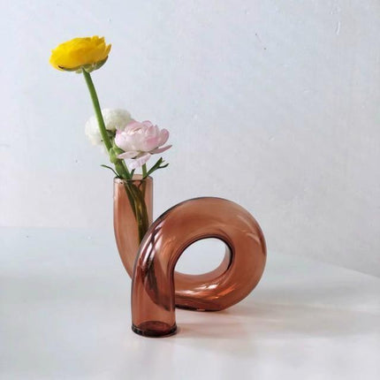 Color Tinted Glass Hydroponic Vase | Artistic Loop Design | Durable Borosilicate Glass | 5" Width x 4" Height | Accent Home Décor | Highly Resistant and Elegant for Display | Ideal for Plants and Blooms