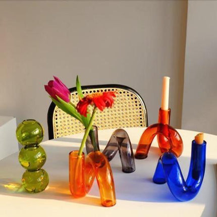 Color Tinted Glass Hydroponic Vase | Artistic Loop Design | Durable Borosilicate Glass | 5" Width x 4" Height | Accent Home Décor | Highly Resistant and Elegant for Display | Ideal for Plants and Blooms
