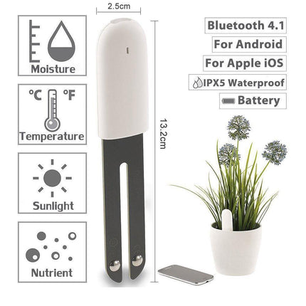 Smart Plant Water Meter | Health Sensor | Waterproof | Light & Temperature Detection | Bluetooth App Connection | Cloud Plant Database | Indicator Light | CR2032 Battery Included