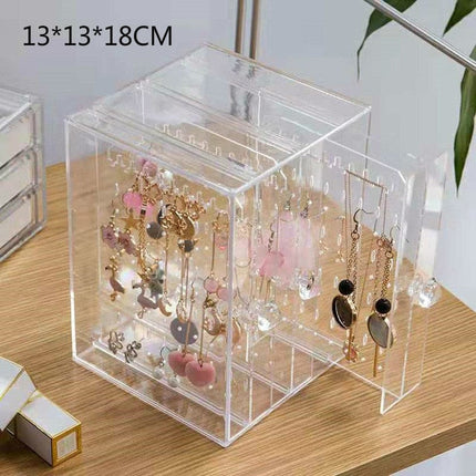 Transparent Jewelry Organizer | Storage & Display Unit for Necklaces, Earrings, Bracelets, Rings, Watches, Hair Accessories | Plastic Material | Easy Pull-Out Drawers