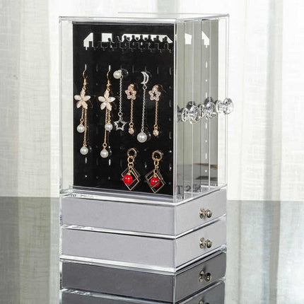 Transparent Jewelry Organizer | Storage & Display Unit for Necklaces, Earrings, Bracelets, Rings, Watches, Hair Accessories | Plastic Material | Easy Pull-Out Drawers