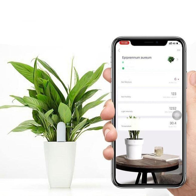 Smart Plant Water Meter | Health Sensor | Waterproof | Light & Temperature Detection | Bluetooth App Connection | Cloud Plant Database | Indicator Light | CR2032 Battery Included