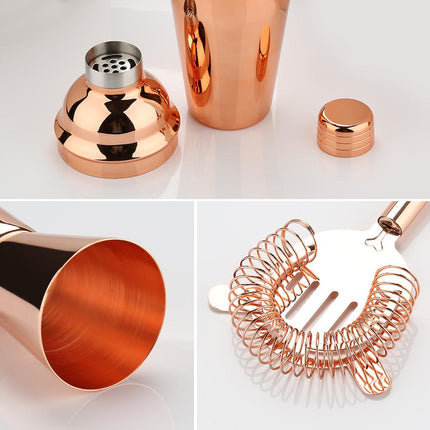 16-Piece Cocktail Mixing Set | Rose Gold or Silver | Includes Shaker, Jigger, Corkscrew, Mixing Spoon, Muddler, Strainer, Pourers & Stand | Perfect Gift for Cocktail Enthusiasts