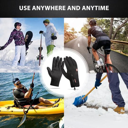 Neoprene Insulated | Windproof & Waterproof | Touchscreen Compatible Gloves | Fleece Lining | Non-Slip Grip | Unisex Warmth for Winter Sports | Cycling | Running | Driving | Black S-XL
