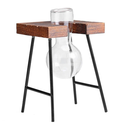 Handcrafted Glass Propagation Station | Iron & Wood Stand | Transparent Vase for Plant Growth | Elegant Home & Office Decor | Perfect for Flowers, Weddings, and Events | Easy Assembly | Multiple Sizes